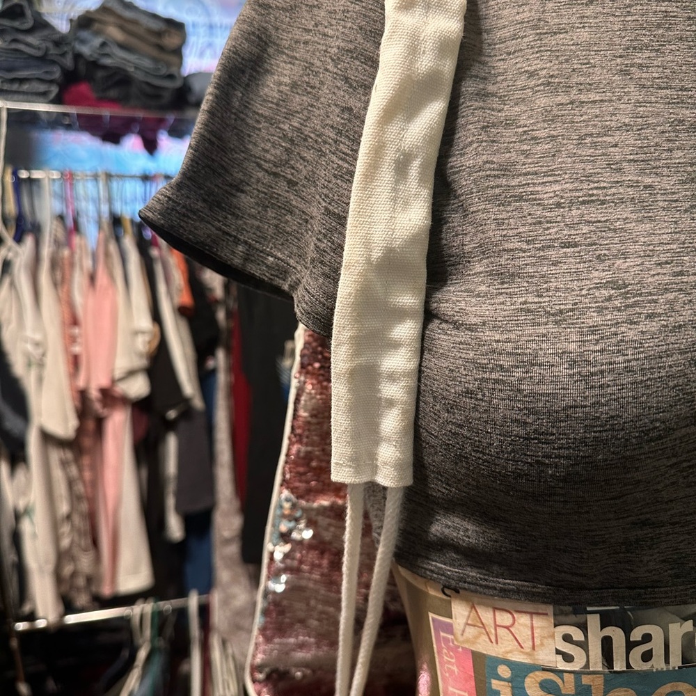 Reversible Sequin Pink Flamingo Drawstring Sling … - image 4